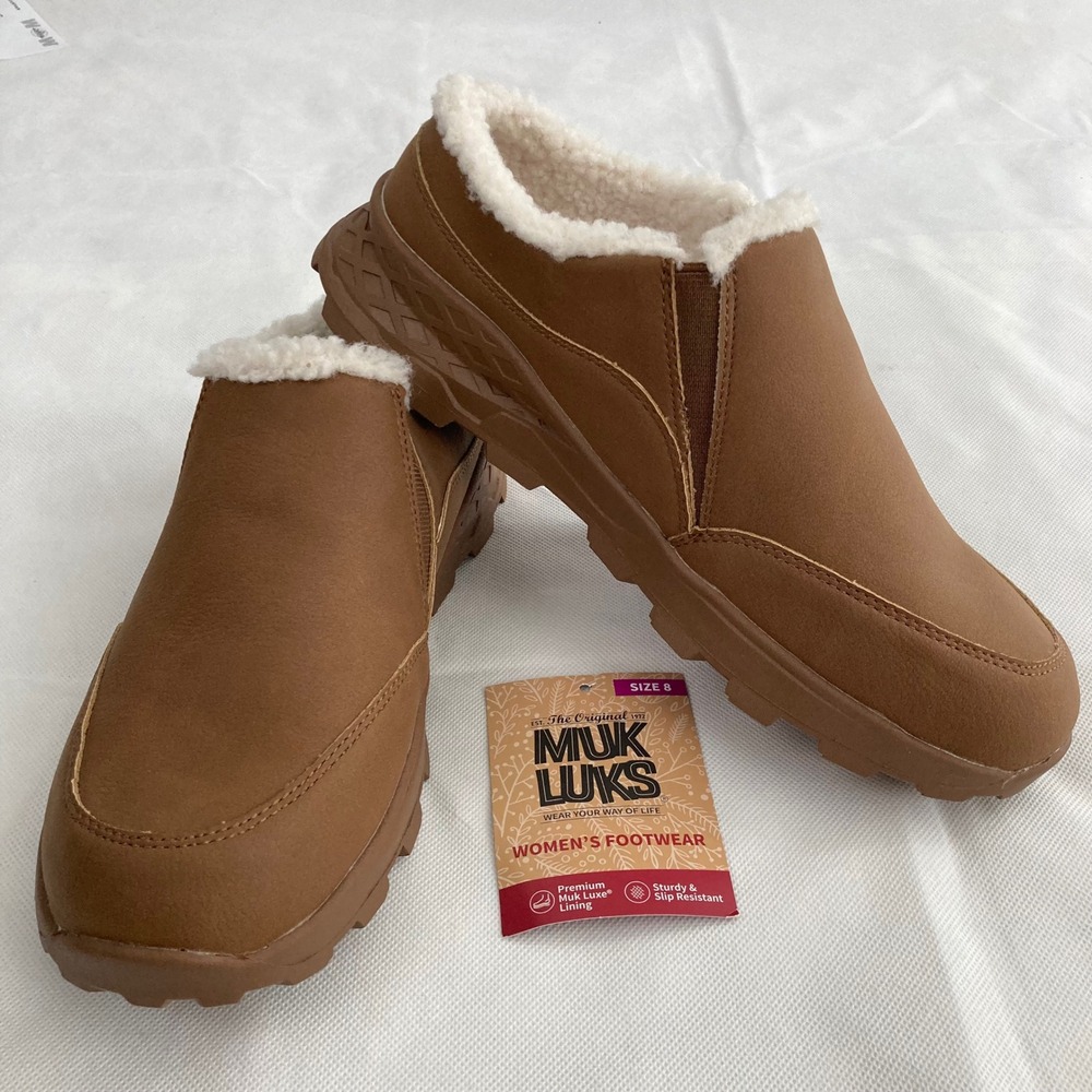 Muk Luks Womens Whitley Mule Tan Lined Slip On Shoes Size 8